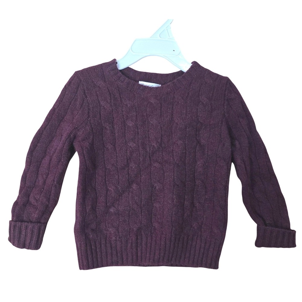 Ralph Lauren Toddler 18-24M Claret Wine Purple 100% Cashmere Cable Knit Sweater